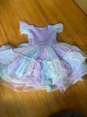 Pastel Rainbow Star Tulle Kids  Dress